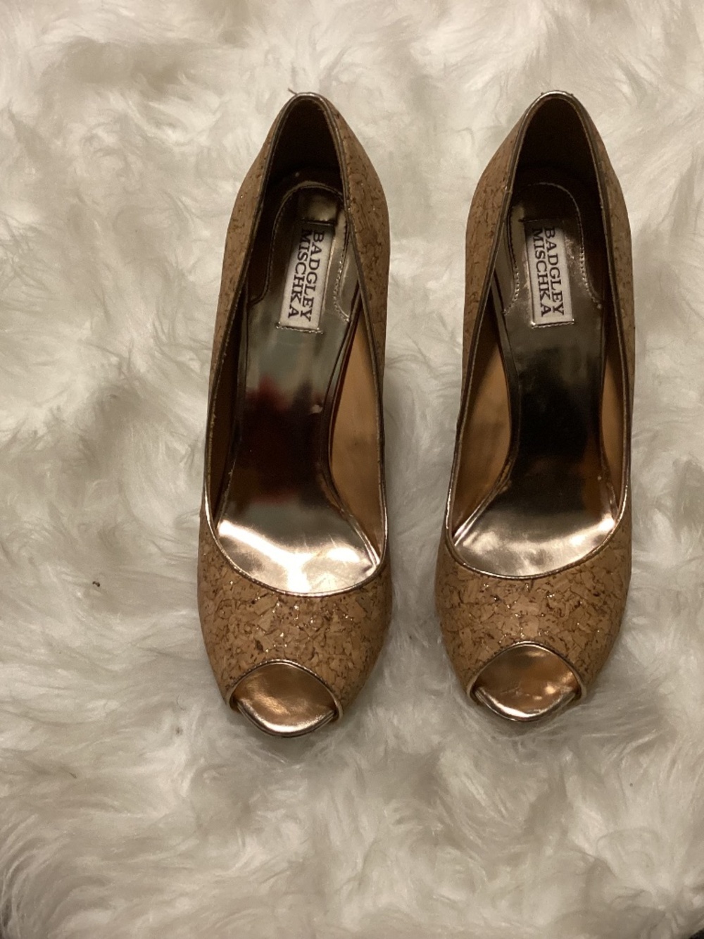Badgley Mischka Cork Peeptoe Pump